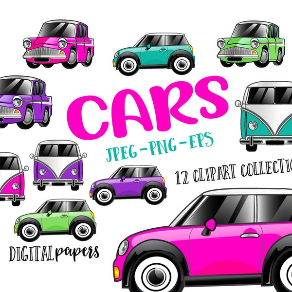 Car Clipart, Vehicle Clipart, Drive by Parade Clipart, Birthday Parade Clipart, COMMERCIAL use - Instant download