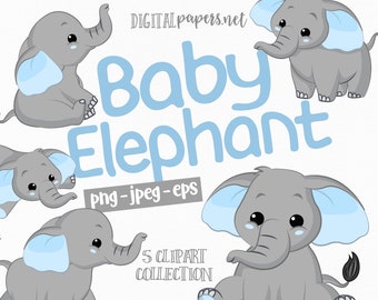 Baby Elephant Clipart: PNG, EPS Vector Graphics (Commercial Use)