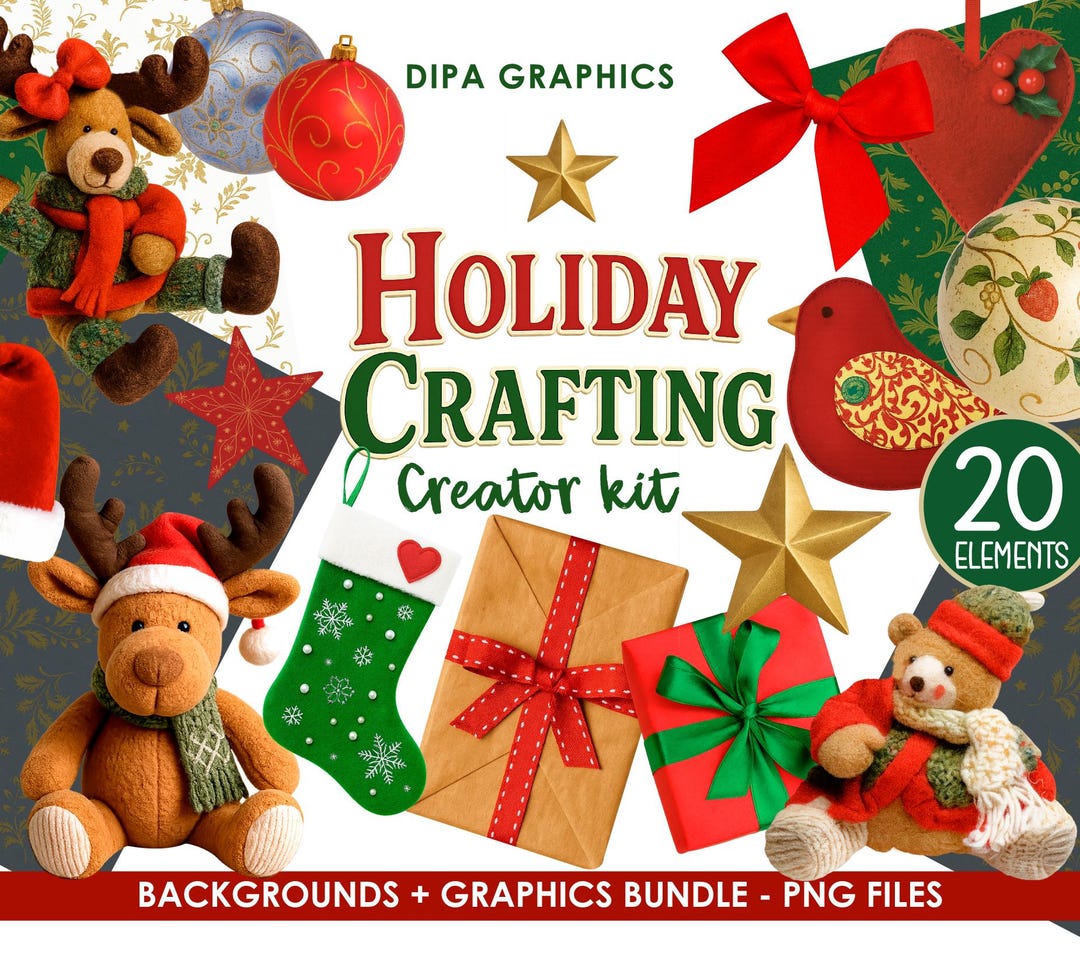 Holiday PNG Clipart Bundle: Classic Christmas Graphics (instant ...