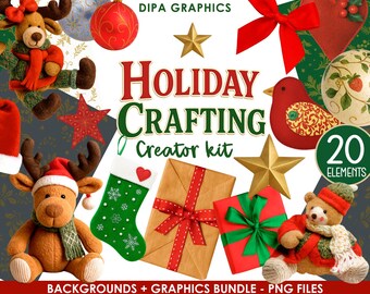 Urlaub PNG Clipart Bundle: Klassische Weihnachtsgrafik (Instant Download)