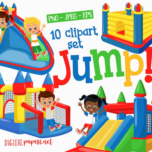 Jump Clipart, Bounce House Clip Art, Trampoline Clipart, PNG Clipart, Vector, Commercial Use, Instant Download