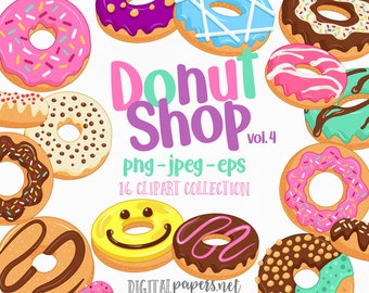 Donut Clipart, Sprinkles Clipart, Doughnut Clipart, Pastry Clipart, Donut Sprinkles, COMMERCIAL use allowed, INSTANT DOWNLOAD