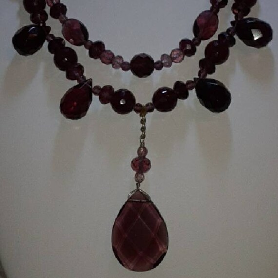 Faceted Raspberry Quartz Two Strand Teardrop State