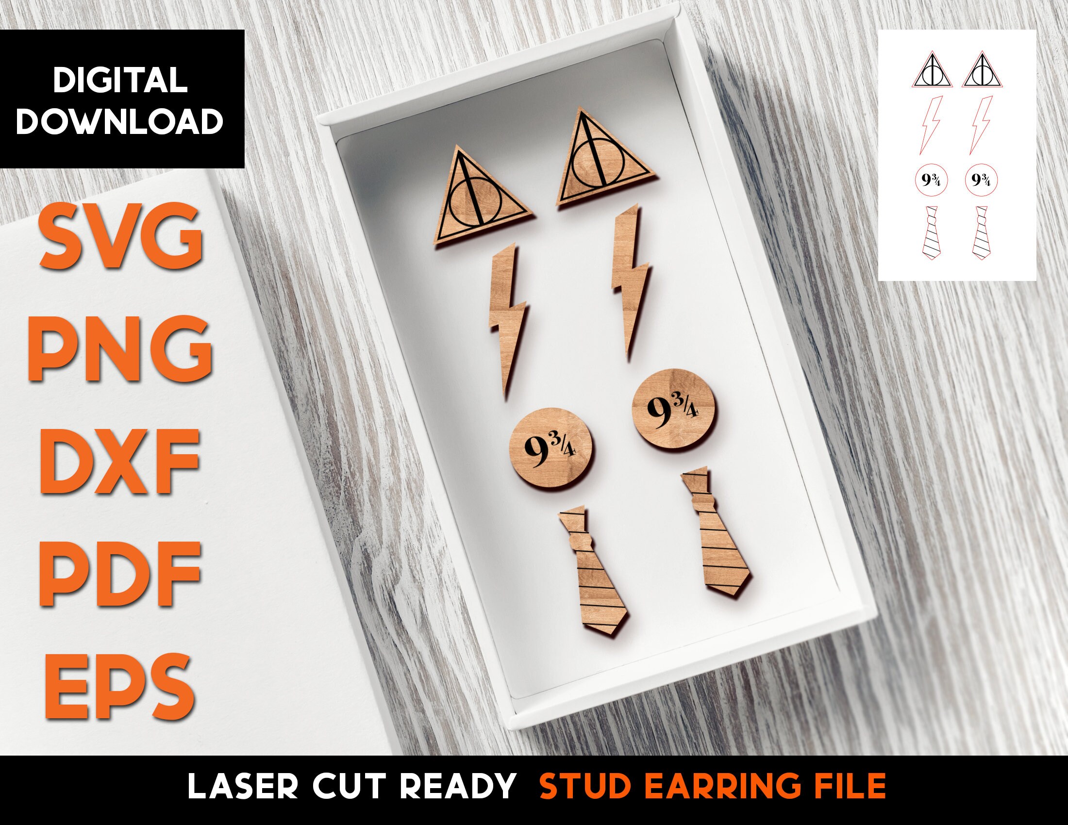 Wizard  Potter Designs bundle earring SVG - Digital Download -  Stud …