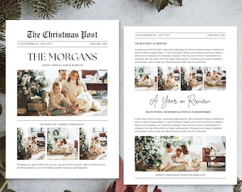 Editable Christmas Newsletter Template: Year In Review Card (Canva Template)