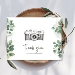Dankeschön Karte Vorlage für Fotografen, Hochzeitsfotografie, Canva Templates, druckbare Dankeskarte