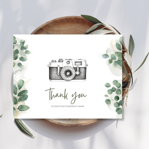 Thank you Card Template for Photographers, Wedding Photography, Canva Templates, Printable Thank you Card