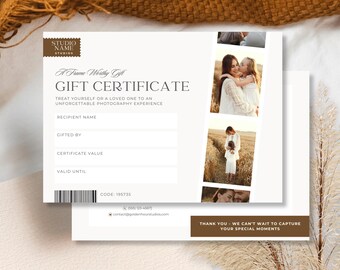 Boho Photography Gift Certificate Template: Editable Canva Design (Digital Download)
