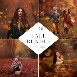 Bundle Fall Photoshop Actions and Photoshop Overlays, Falling Leaves, Sky Overlays, Fall Color Overlays, Digital Backdrops, Photo Editing
