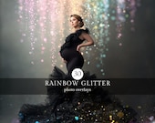 Rainbow Glitter Photo Overlays Photoshop Effect for Composite Photography Maternity Backdrop Glitter Dust Digital Download