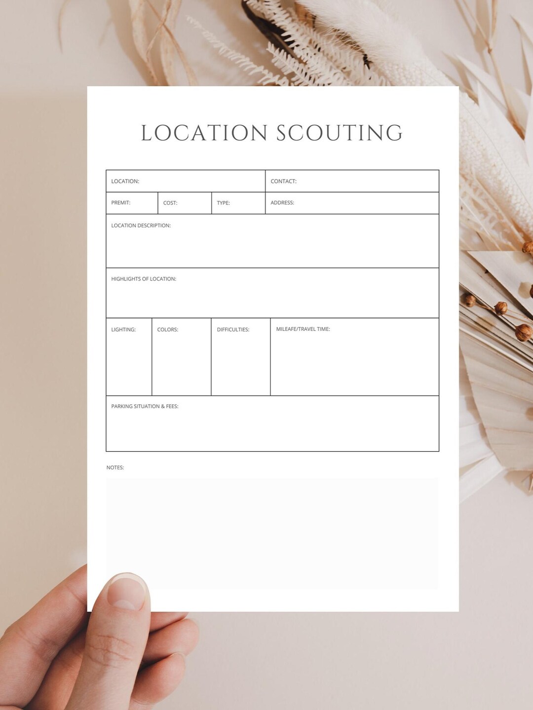 Location Scouting Printable for Photographers, Editable in Canva ...
