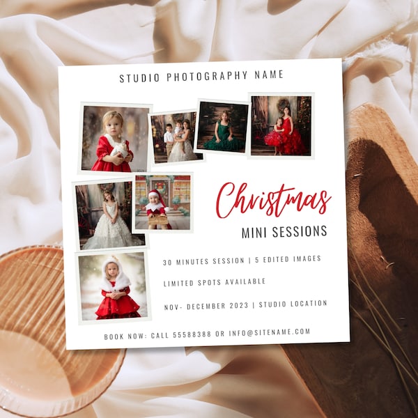 Christmas Mini Session Template, Instagram Post Template, Christmas Flyer, Photographer Marketing, Canva Template