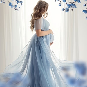 Spring Floral Frame Overlays for Composite Photography, Maternity Backdrop Overlays, Blurred Flower Branch PNG Overlays image 5