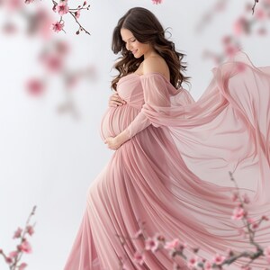 Spring Floral Frame Overlays for Composite Photography, Maternity Backdrop Overlays