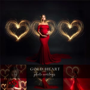 Valentinstag Gold Herz Mutterschaft Foto Overlays (Digitaler Download)