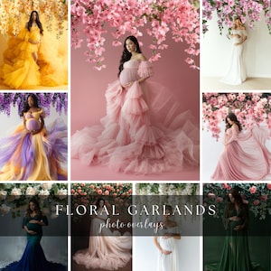 Spring Floral Garland PNG Overlays: Maternity Photography (Digital Download)