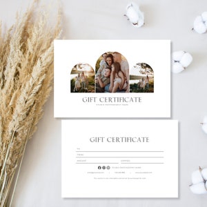 Chèque-cadeau pour photographe avec photos Modèle Canva Carte-cadeau photographie Chèque-cadeau photographie Modèle modifiable Canva
