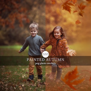 100+ herfstblad-overlays voor Photoshop, herfstfoto-overlays png, vallende bladeren-overlays, samengestelde fotografie, digitale download