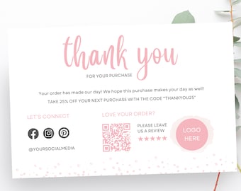 Editable Thank You Card for Small Businesses Canva Template Fully ...