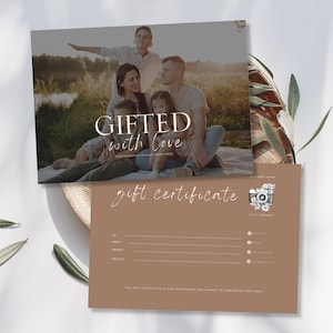 Modèle de chèque-cadeau pour photographe, carte-cadeau photographie, carte-cadeau pour photographe, bon pour photographie, modèle modifiable Canva
