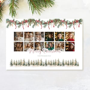Kerst fotocollagesjabloon 16 x 24 inch vakantieposter bewerkbare familiefoto kerstcadeau Kerst muurkunst fotokaart
