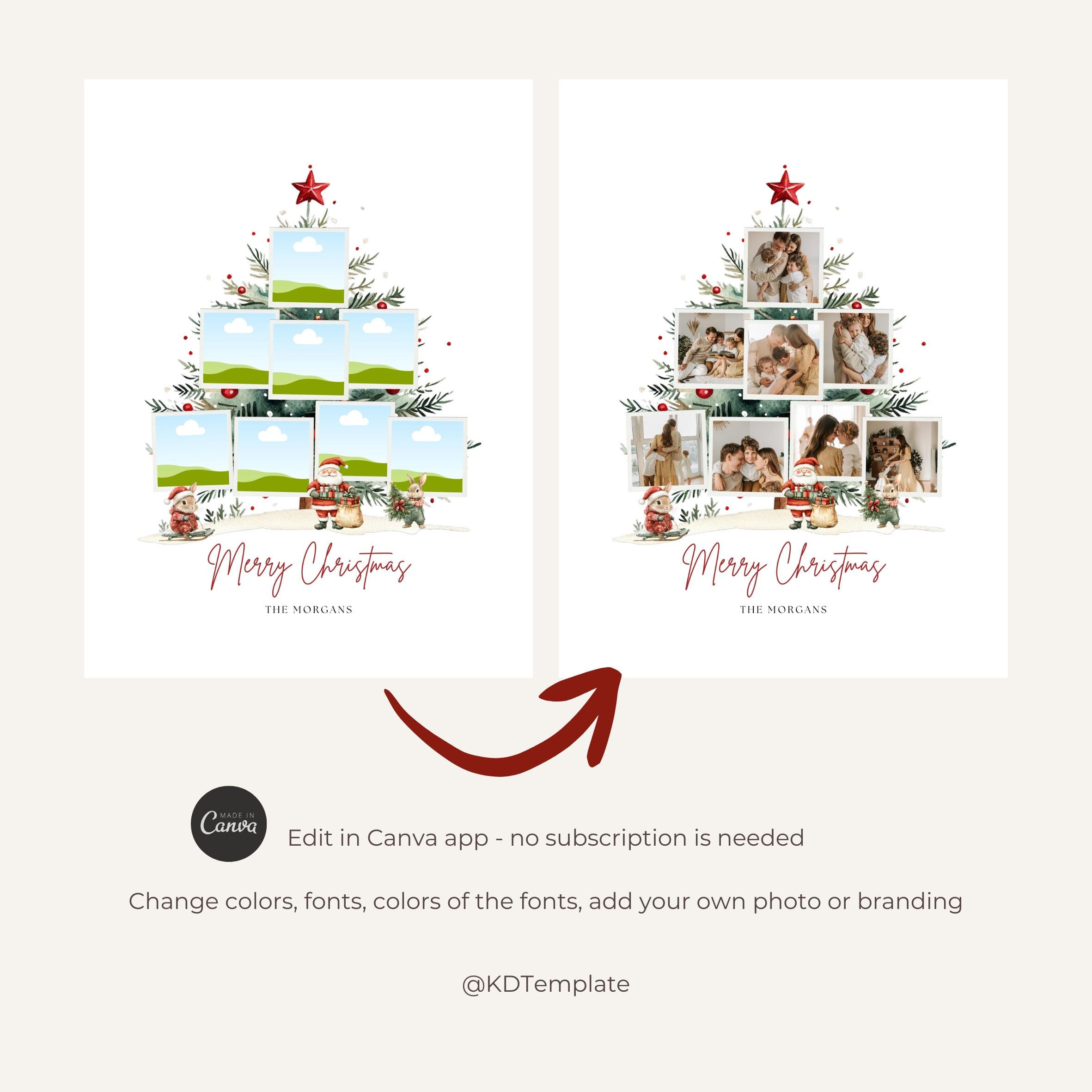Rustic Christmas Tree Poster Photo Collage Editable Template Digital ...