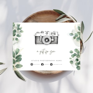 Modello di buono regalo fotografico, buono regalo modificabile, modello di buono regalo, buono per sessione fotografica, certificato di marketing stampabile