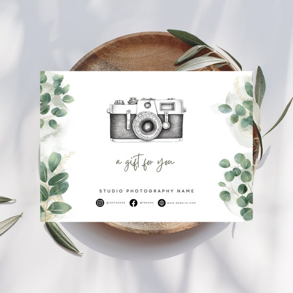 Photography Gift Certificate Template, Editable Gift Card, Gift Voucher Template, Photo Session Voucher, Printable Marketing Certificate