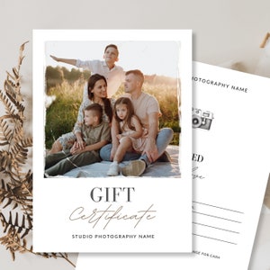 Modèle de certificat-cadeau de photographe, carte-cadeau de photographie, carte-cadeau pour photographe, bon de photographie, modèle modifiable Canva