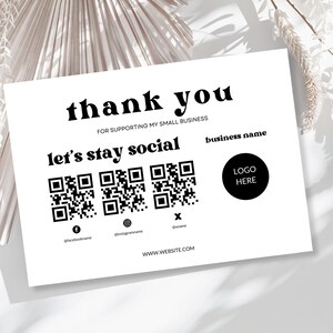Business Thank You Card: Editable QR Code Canva Template (digital ...