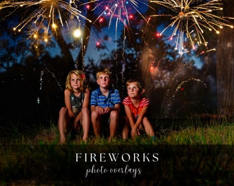 Fireworks Photo Overlays Photoshop Effect for Composite Photography Light Overlays Patriotic Backdrop Overlays 4th of July Photo Filter