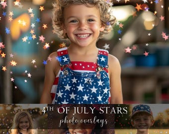 4th of July Bokeh Stars Photo Overlays: Patriotic Photography (Digital Download)