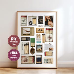 Matchbox Digital Download DIY Canva Template Personalized Matchbook Art Blank Matchbook Gift Matchbook Poster Template Neutral Matches