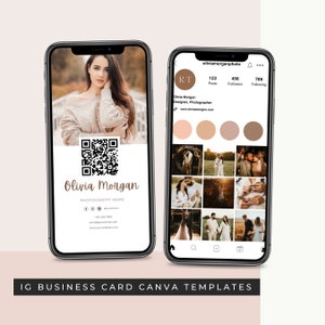 Carte de visite Instagram, modèles modifiables, modèle de carte de visite, modèle de photographie, carte de visite avec code QR, petite entreprise
