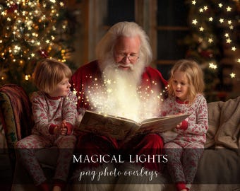Christmas Light Photo Overlays: Magic Effects, PNG Clipart (Digital Download)