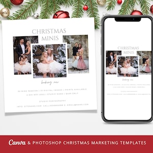 Modello di marketing Mini di Natale, modello Canva, modello Photoshop