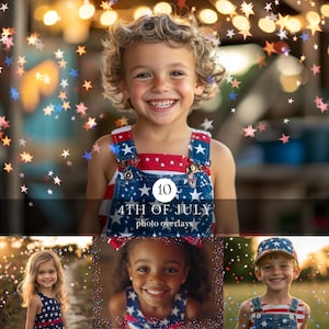 4th of July Bokeh Stars Photo Overlays: Patriotic Photography (Digital Download)