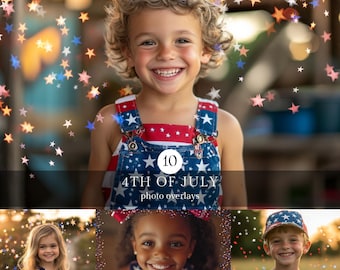 4th of July Bokeh Stars Photo Overlays: Patriotic Photography (Digital Download)