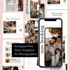 50 plantillas de historias para publicaciones de Instagram para fotógrafos, marketing en redes sociales y descarga digital.