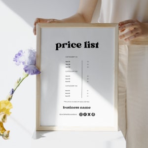 Price List Template, Makeup Price List, Hair Price List, Photography pricing guide, Editable in Canva