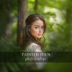 Målad ormbunke Photoshop-fotoöverlägg för kompositfotografering, konstporträtt, gravidbilder, grönskafotofilter