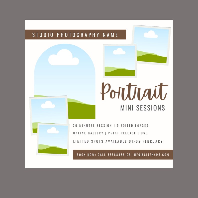 Mini Session Post Portrait Mini Session Template for Photographers, Social Media Post ...