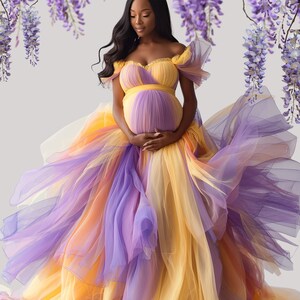 Spring Floral Frame Overlays for Composite Photography, Maternity Backdrop Overlays, Blurred Flower Branch PNG Overlays image 7
