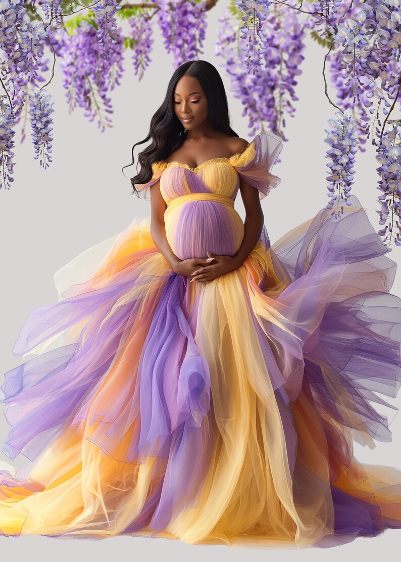 Spring Floral Frame Overlays for Composite Photography, Maternity Backdrop Overlays, Blurred Flower Branch PNG Overlays image 7