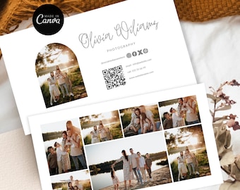 Photography Business Card Template: QR Code, Horizontal Layout (Canva Template)