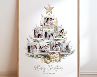 Modello modificabile per collage di foto di poster di albero di Natale, download digitale