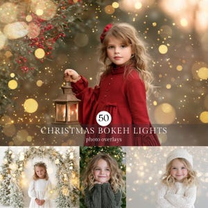 50 Gold Christmas Bokeh Photo Effect Photoshop Overlays for Composite Photography, Fairy Lights, Christmas Backdrop, Magical Holiday Lights