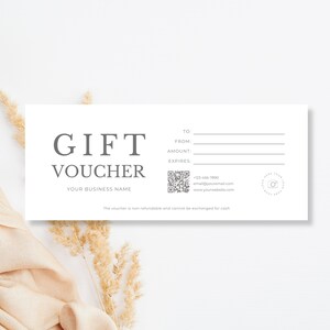 Minimal Gift Voucher Template, QR Code, Editable Gift Card, Gift Certificate Template, Printable Marketing Certificate