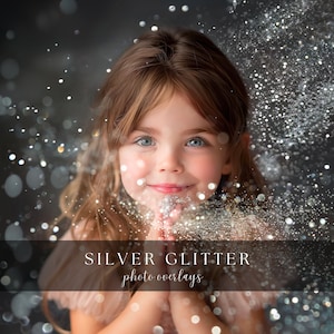 42 Silver Glitter Photo Overlays Photoshop Effect for Composite Photography, Glitter Dust, Blowing Glitter, Bokeh Backdrop
