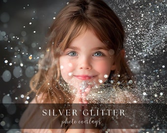 Silver Glitter Photo Overlays: Photoshop Bokeh Effects (Digital Download)